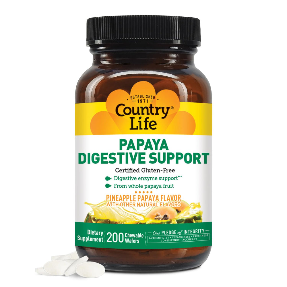 Country Life Papaya Digestive Enzymes chewable tablets bottle front
