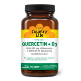Front view of Country Life Quercetin 500mg with Vitamin D3 800 IU capsules