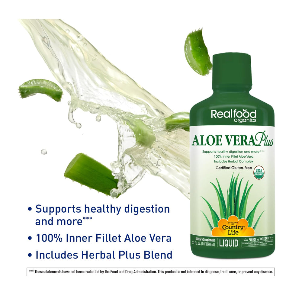 Aloe Vera Plus bottle label with ACTIValoe and organic ingredients