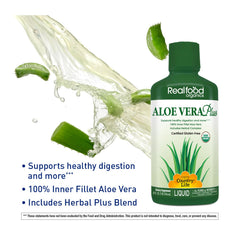 Aloe Vera Plus bottle label with ACTIValoe and organic ingredients