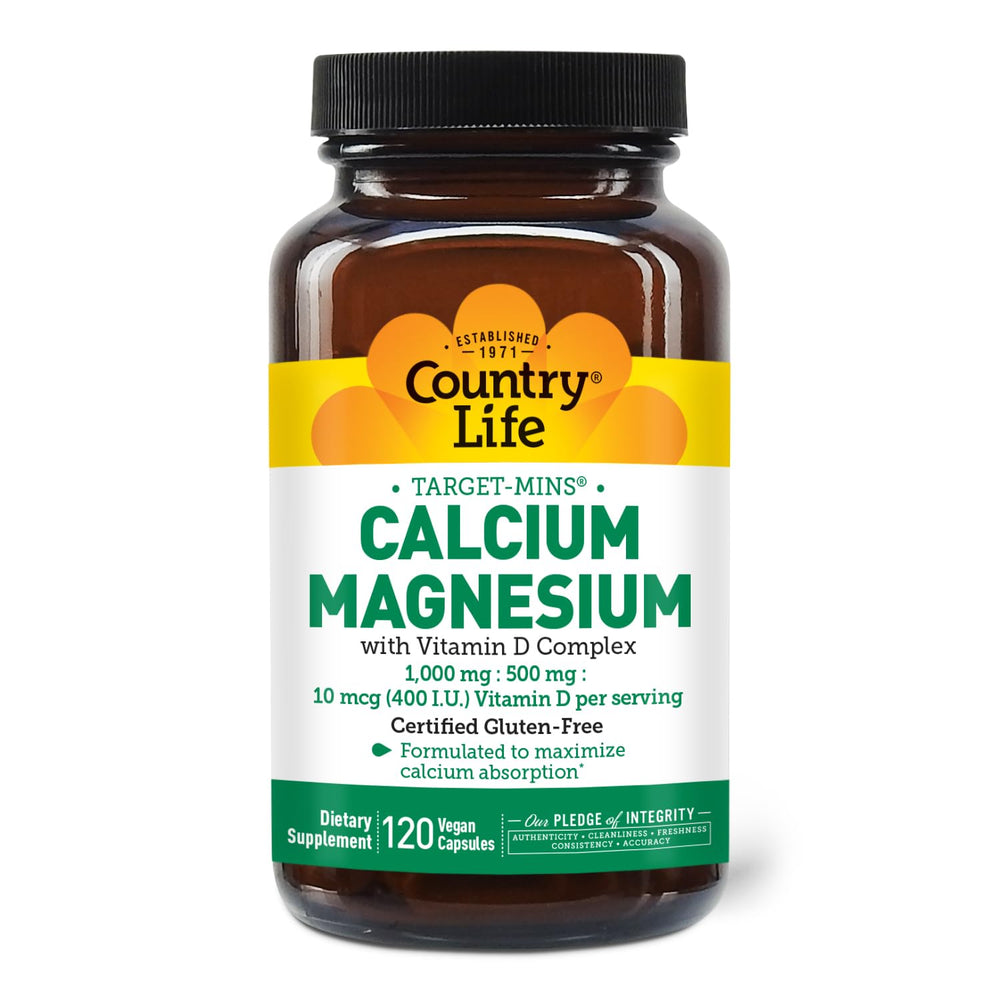 Bottle front view of Country Life Target-Mins Calcium Magnesium with Vitamin D Complex