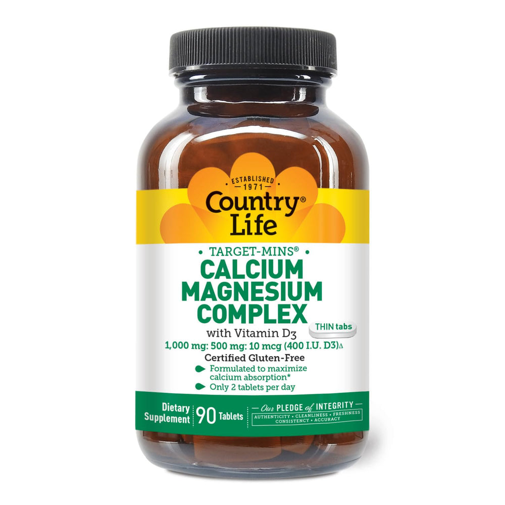 Country Life Target-Mins Calcium Magnesium with Vitamin D bottle on white background