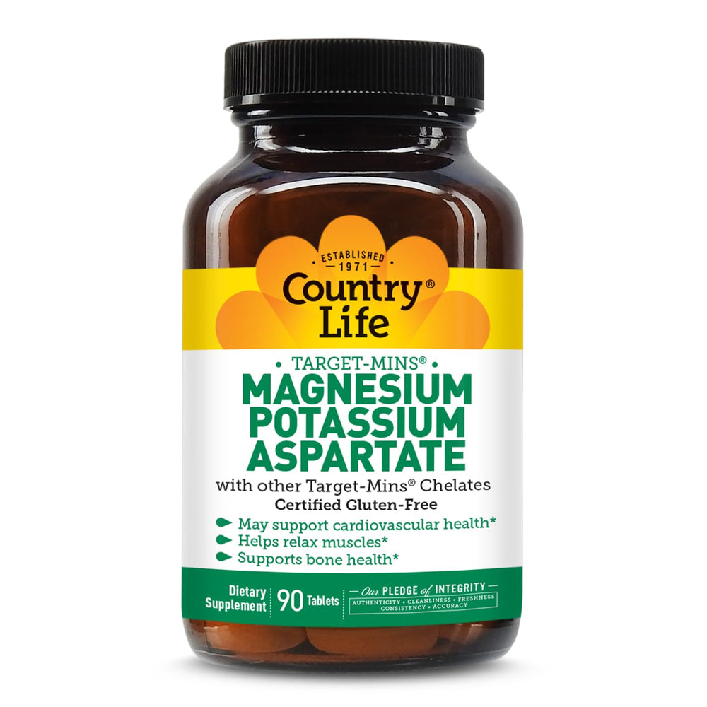 Country Life Target-Mins Magnesium Potassium Aspartate bottle with label
