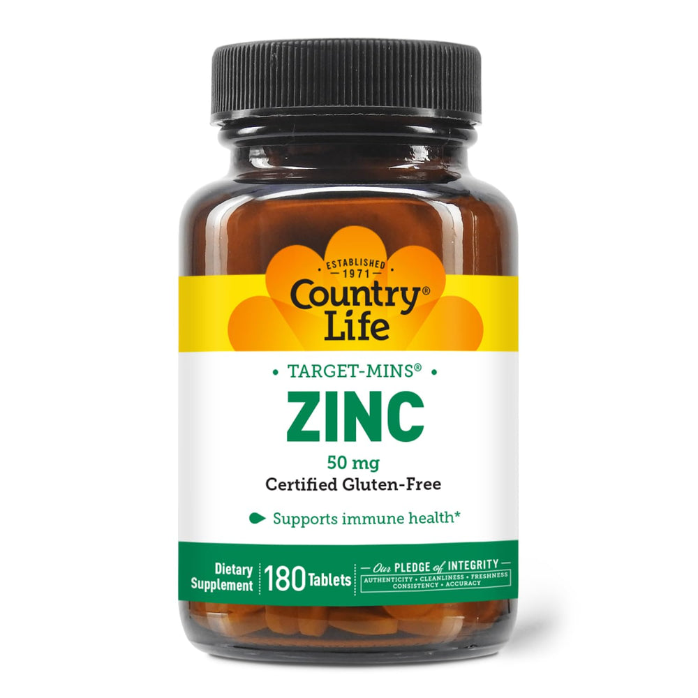 Country Life Target-Mins Zinc 50 mg bottle and label