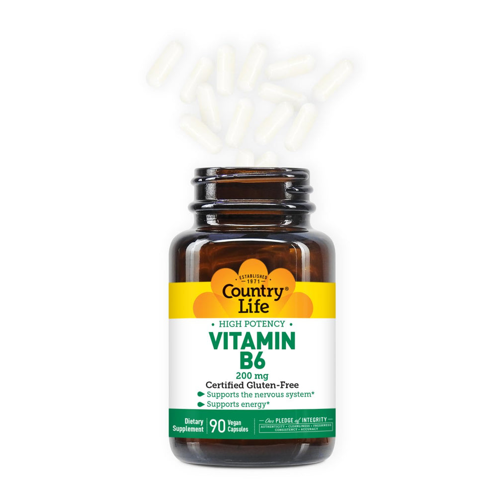 Ingredients label for Country Life Vitamin B-6