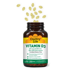 Assorted strengths of Country Life Vitamin D3 bottles