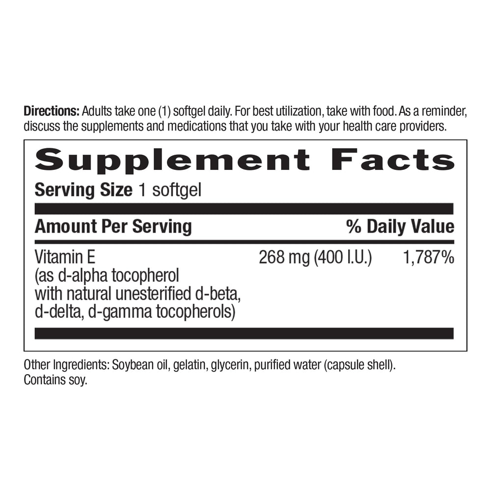 Gluten-free certification on Vitamin E-Complex packaging