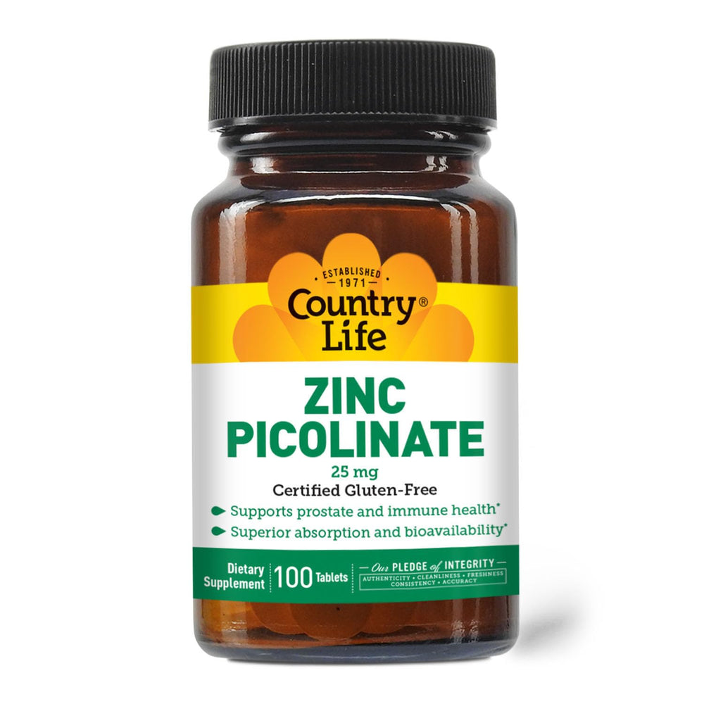 Country Life Zinc Picolinate 25 mg bottle — immune support