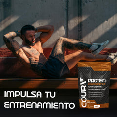 COURA Protein Performance bottle view suggests convenient post-workout protein support