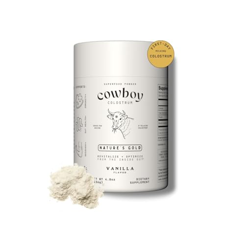 Vanilla Cowboy Colostrum Powder 40 servings bottle on a clean background