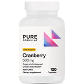 PureFormulas Cranberry 500 mg capsules bottle on white background
