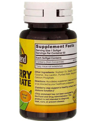 Supplement facts for cranberry concentrate 500 mg 60 Sgels