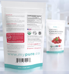 Packaging for cranberry concentrate powder with 100 servings