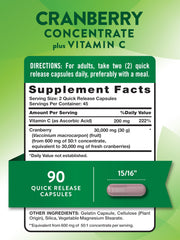 Cranberry Concentrate Pills 30,000 mg bottle side view
