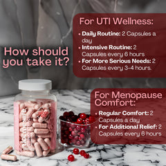 Product packaging lineup showing Cranberry & D-Mannose capsules