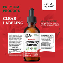 Cranberry supplement label with ingredients