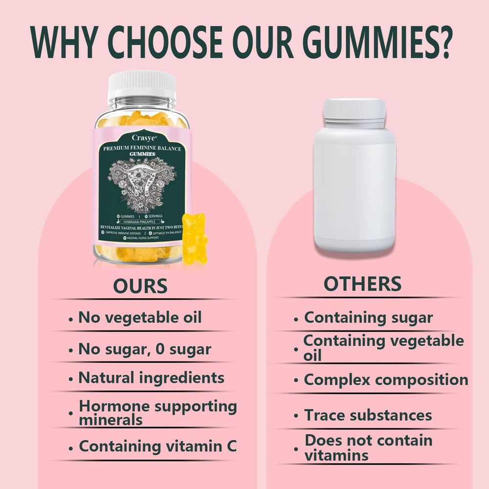 Sugar-free, vegan and gluten-free label on Crasye gummies