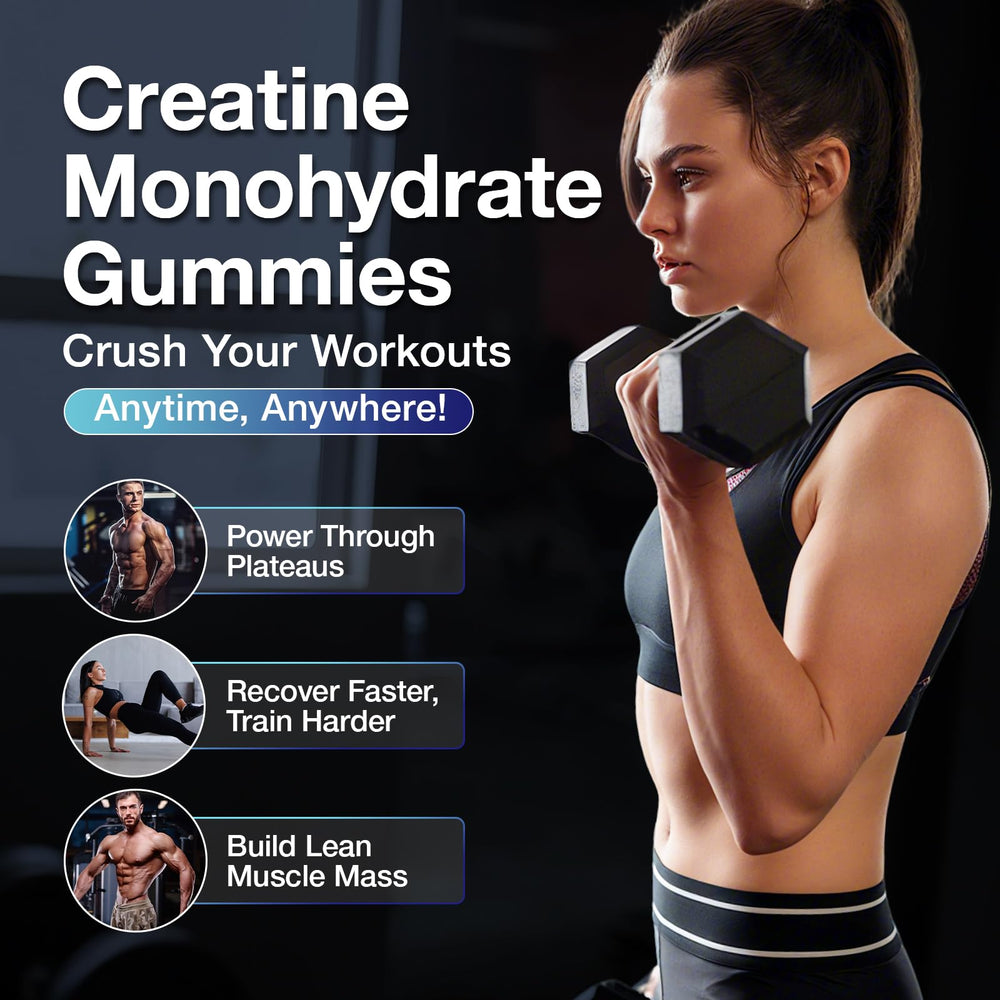 Burst-of-berry flavored creatine monohydrate gummies