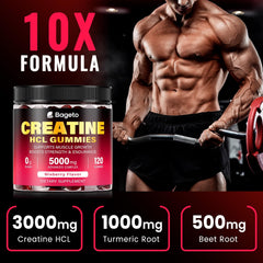 Gummies showing Vitamin B6 and electrolytes in the Creatine HCL formula