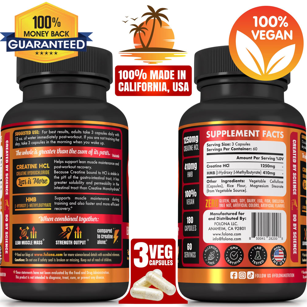 Creatine HCl HMB capsules back label