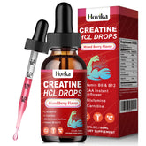 Creatine HCL liquid drops bottle with mixed berry flavor label
