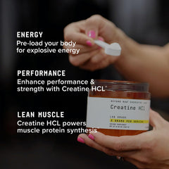 Active workout scene with Creatine HCl supplement