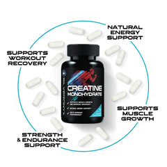 Gluten-free and GMO-free creatine monohydrate supplement label