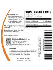 210-count bottle packaging for Creatine Monohydrate capsules