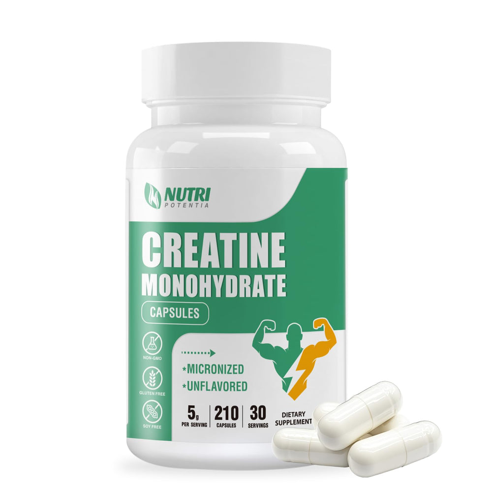 Front view of Creatine Monohydrate Capsules bottle