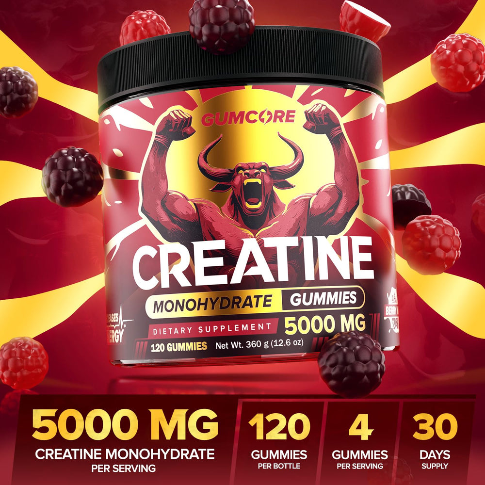 Vegan Creatine Monohydrate Gummies 120 count bottle on white