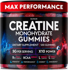 Front view of Creatine Monohydrate Gummies 5000 MG in raspberry-blueberry flavor