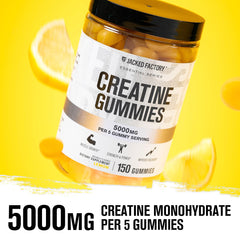 Graphic showing 5 g per 5 gummies and 1 g per gummy dosing
