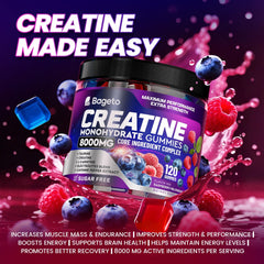 Bottle of Creatine Monohydrate Gummies with 120 gummies