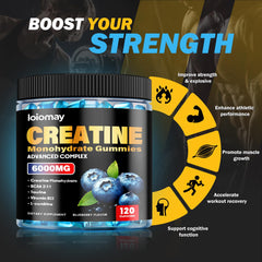 Close-up of blueberry vegan Creatine Monohydrate gummies