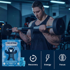 Serving suggestion showing three gummies per serving