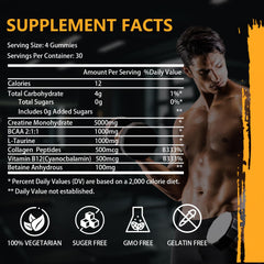 Key ingredients listed on container: creatine monohydrate, BCAA, L-Taurine, Vitamin B12