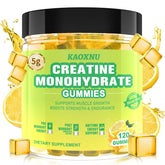 Front view of Creatine Monohydrate Gummies Lemon bottle, 120 count