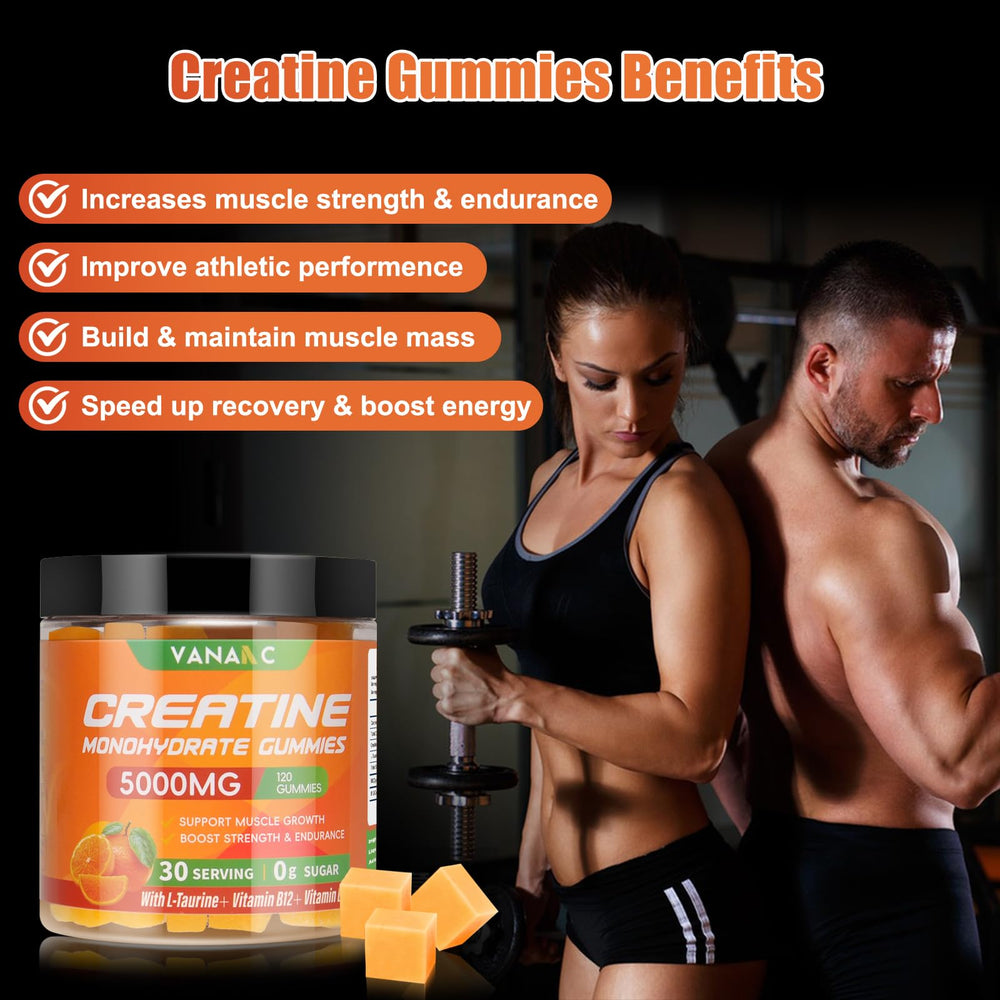 Travel-friendly bottle of Creatine Monohydrate Gummies