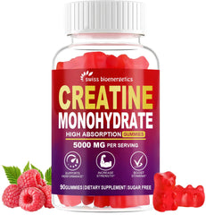 Raspberry Creatine Monohydrate Gummies bottle with label