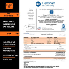 Nutrition facts and supplement information for gummies