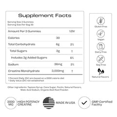 90-count bottle of Creatine Monohydrate Gummies in watermelon flavor
