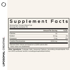 Close-up of 5,000 mg creatine monohydrate per serving powder