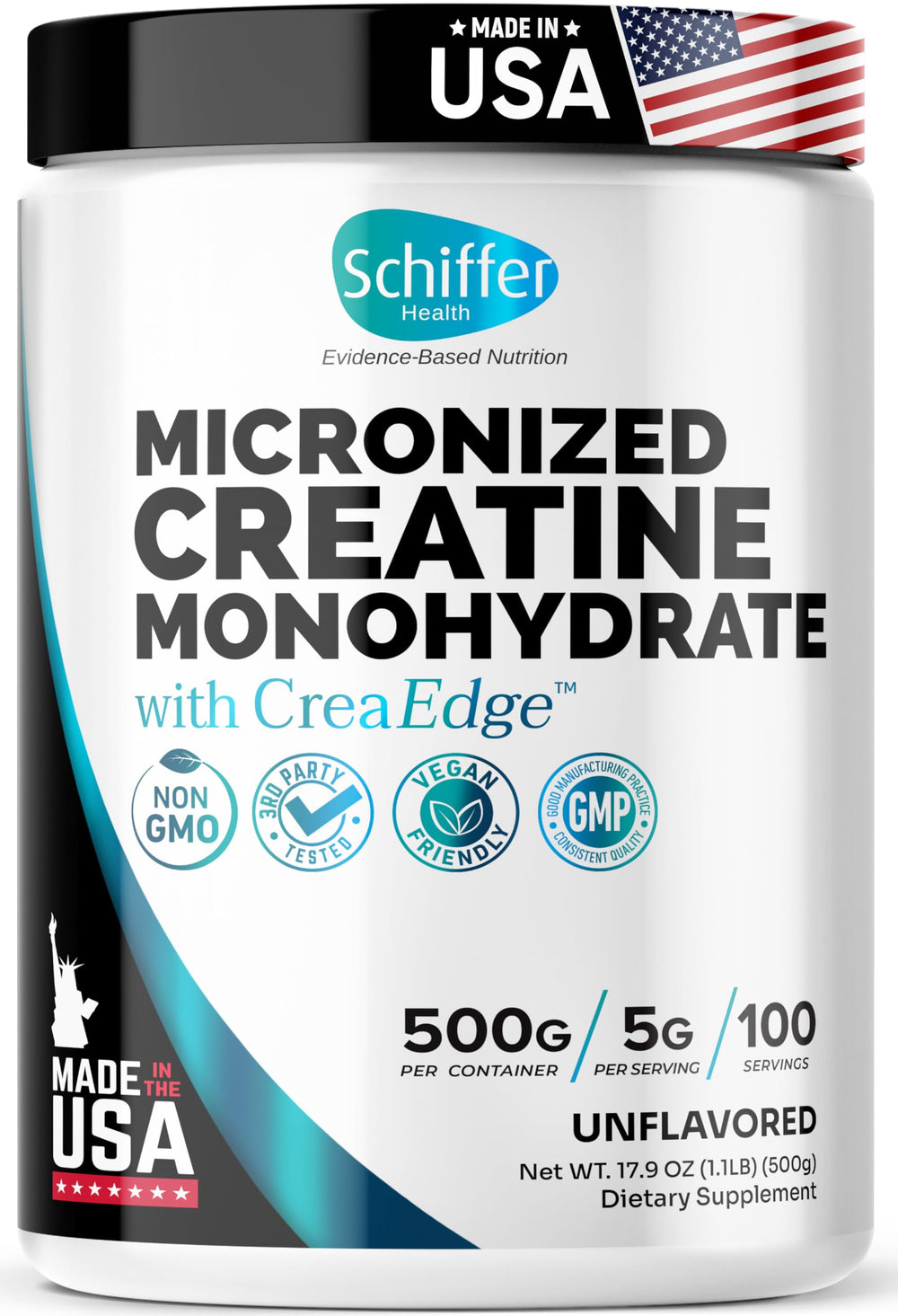 Main product image: Creatine Monohydrate Powder 500g container