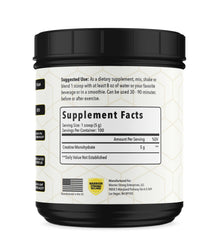 Label shows iso certified, 99% pure creatine monohydrate