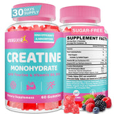 Bottle of Energixir creatine monohydrate gummies for women, berry flavor, 60-count