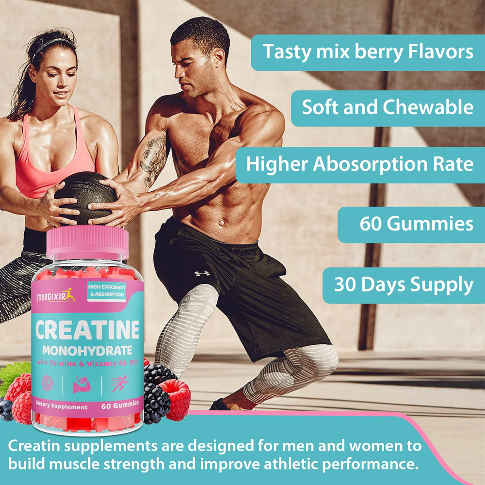 B6, B12 and Taurine illustration beside creatine gummies