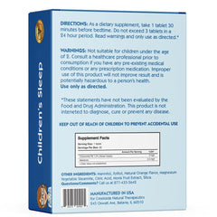 Close-up of Creekside Naturals Children’s Sleep Orange Dream EZ Melt bottle label