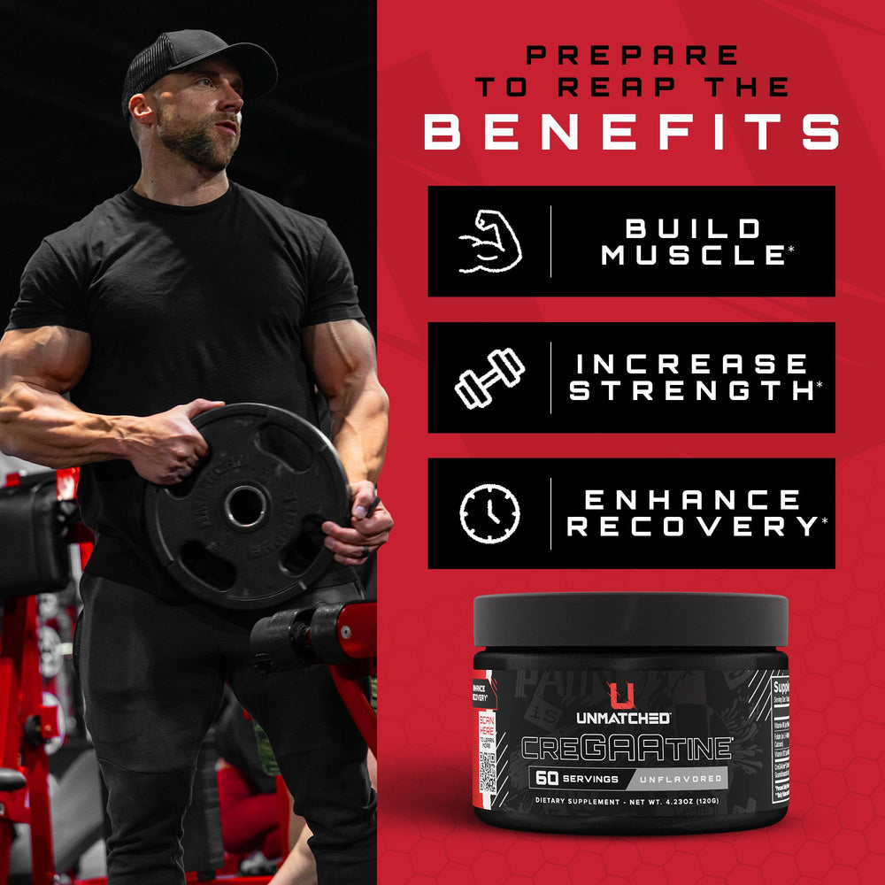 Muscle build and recovery concept with CreGAAtine
