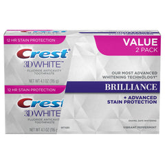 Crest 3D Brilliance Vibrant Peppermint Toothpaste tube close-up