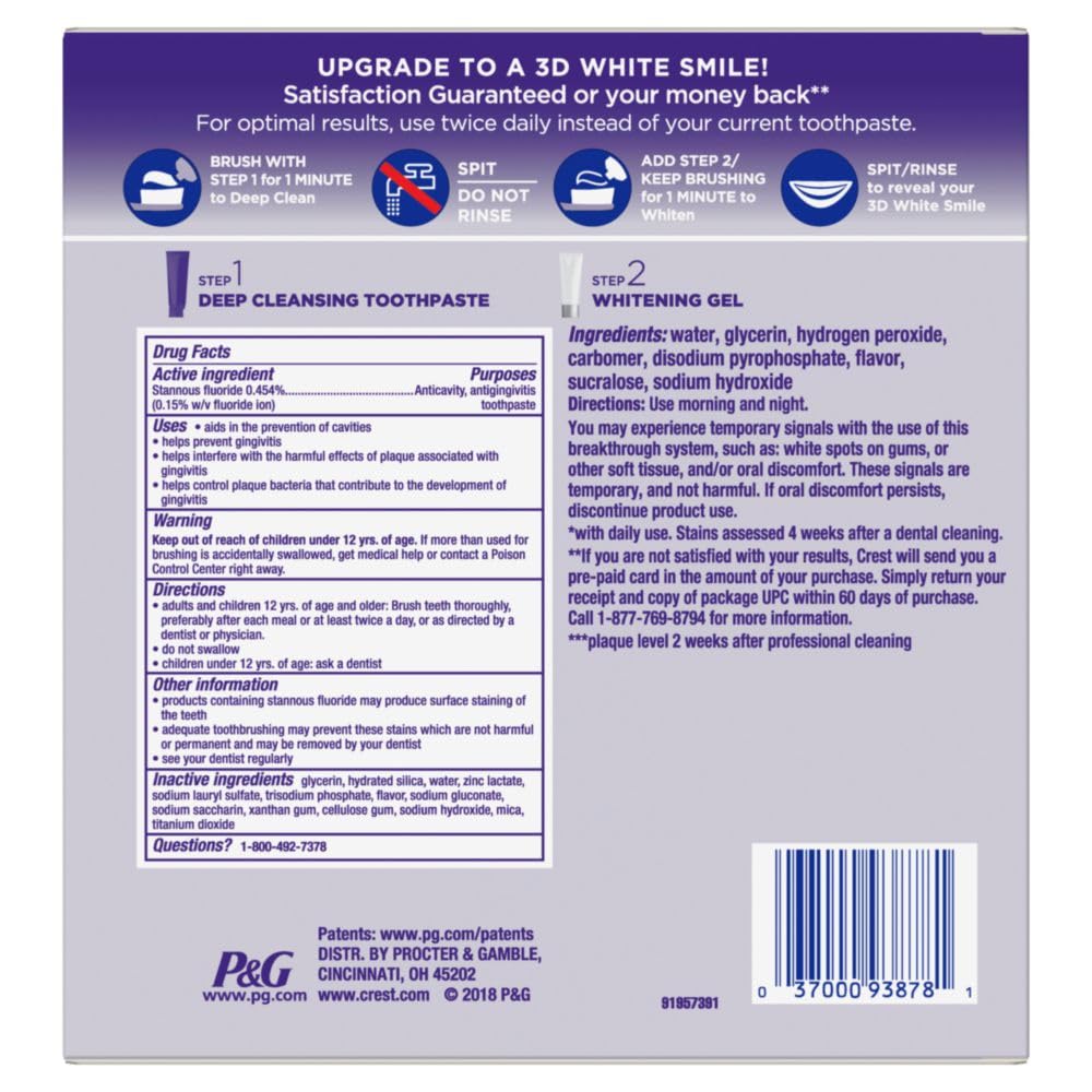 Crest 3D White Brilliance 2 Step Kit instructions